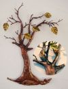 Wanddeko Baum aus Kupfer mit Messingblätter