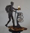 Schattenfigur 54 cm groß, in Messing Antik mit Feuerschale und 3 drehbare Steine