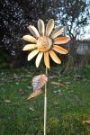 Blüte aus Messing Antik Durchmesser innen 8 cm Geamtblütendurchmesser 24 cm mit 3 Blätter am Stiel, Metalllager